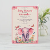 Baby Elephant Watercolor Babydusche Einladung (Stehend Vorderseite)