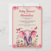 Baby Elephant Watercolor Babydusche Einladung (Vorderseite)