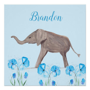 Baby Elephant Wildtier für Kinder Art Boy Poster