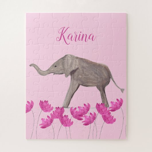 Baby Elephant Wildtier für Kinder Kunst Mädchen Puzzle (Vertikal)