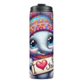 Baby Elephant Winter Heart Thermosbecher (Vorderseite)