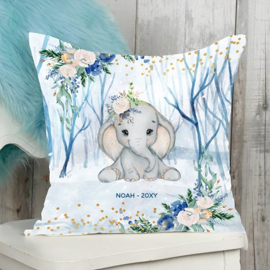 Baby Elephant Winter Scene - Baby Kissen