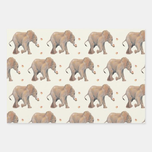 Baby Elephant with cupcakes Tissue Gift Wrap Geschenkpapier Set (Vorderseite 2)