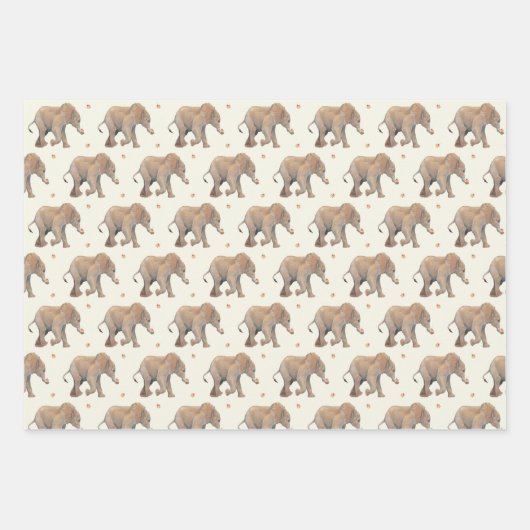 Baby Elephant with cupcakes Tissue Gift Wrap Geschenkpapier Set (Vorderseite)