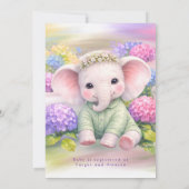 Baby Elephant with Hydrangeas Baby Shower Einladung (Rückseite)