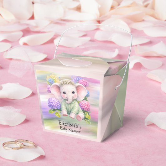 Baby Elephant with Hydrangeas Baby Shower Favor Geschenkschachtel (Hochzeit)