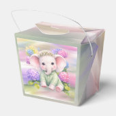 Baby Elephant with Hydrangeas Baby Shower Favor Geschenkschachtel (Rückseite)