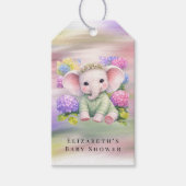 Baby Elephant with Hydrangeas Baby Shower Geschenkanhänger (Vorderseite)