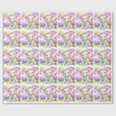 Baby Elephant with Hydrangeas Baby Shower  Geschenkpapier (Flach)