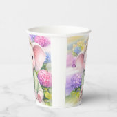 Baby Elephant with Hydrangeas Baby Shower  Pappbecher (Rechts)