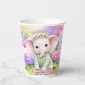 Baby Elephant with Hydrangeas Baby Shower  Pappbecher (Vorderseite)