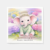 Baby Elephant with Hydrangeas Baby Shower  Serviette (Vorderseite)