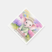 Baby Elephant with Hydrangeas Baby Shower  Serviette (Ecke)