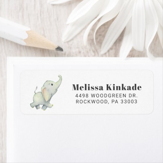 Baby Elephant Woodland Animal Rücksendeadresse (Insitu)