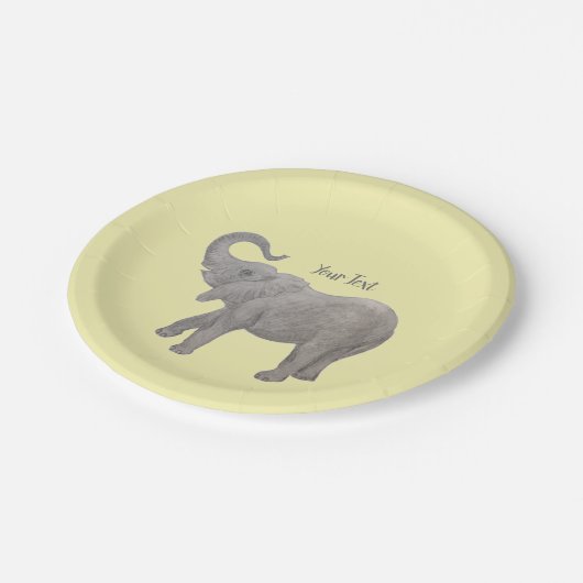 Baby Elephant Yellow Pappteller (Schrägansicht)