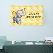 Baby Elephant Yellow Polka Dot Ears Baby Shower Banner (Messeveranstaltung)