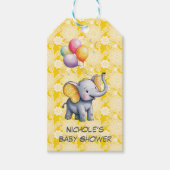 Baby Elephant Yellow Polka Dot Ears Baby Shower Geschenkanhänger (Vorderseite)