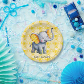 Baby Elephant Yellow Polka Dot Ears Baby Shower Pappteller (Party)