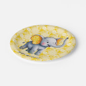 Baby Elephant Yellow Polka Dot Ears Baby Shower Pappteller (Schrägansicht)