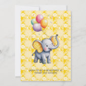 Baby Elephant Yellow Polka Dot Oars Baby Dusche Einladung (Rückseite)