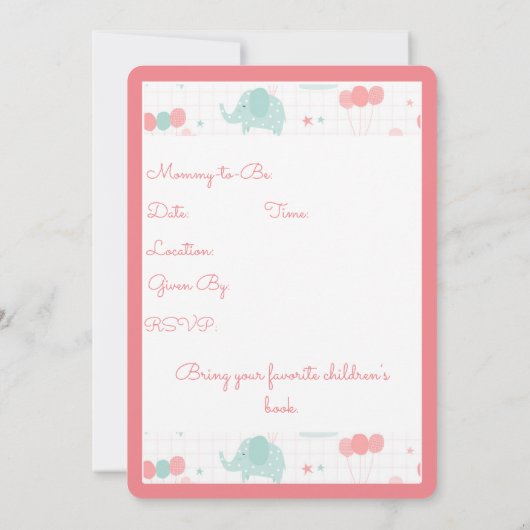 Baby Elephant Zoo Animals Boy oder Girl Einladung (Rückseite)