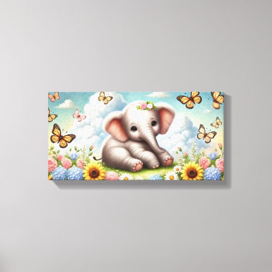 Baby Elephantin-Blume Leinwanddruck (Vorderseite)