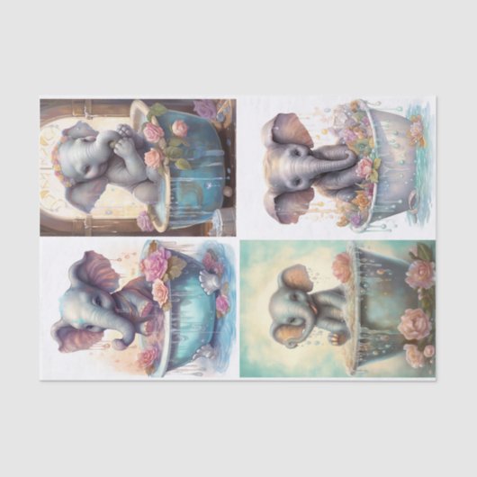 Baby Elephant's Bath Time Seidenpapier (Vorderseite)