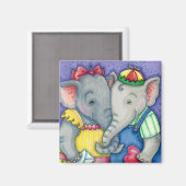 BABY ELEPHANTS ERSTE LIEBE, NIEDLICH PACHYDERM FRE MAGNET (Vorderseite/Rückseite)