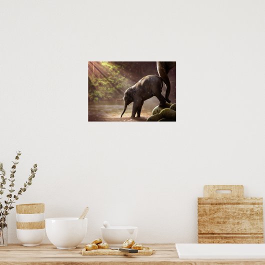 Baby Elephant's First Bath Poster (Küche)