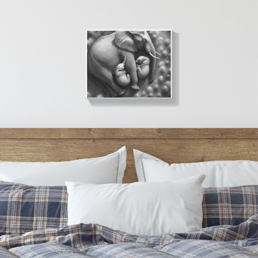 BABY ELEPHANTS MIT MUTTER LEINWANDDRUCK (Insitu (Schlafzimmer))