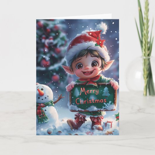 Baby Elf Christmas Digital Art Feiertagskarte (Vorderseite)