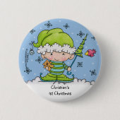 Baby Elf - Personalisiert !st Christmas Button (Vorderseite)