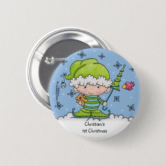 Baby Elf - Personalisiert !st Christmas Button (Vorne & Hinten)