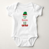 Baby Elf Personalize Name Chritsmas Red Green Baby Strampler (Vorderseite)