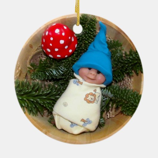 Baby-Elf, Toadstool: Polymer-Lehm-Skulpturen Keramikornament (Hinten)