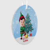 Baby Elf Weihnachtsdekoration, Foto und Name Ornament (Vorderseite)
