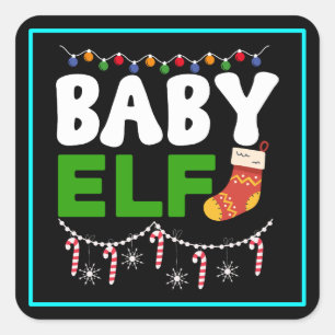 Baby-Elf-Weihnachtsfeiertags-Design-84608 Quadratischer Aufkleber