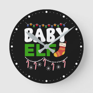 Baby-Elf-Weihnachtsfeiertags-Design-84608 Runde Wanduhr