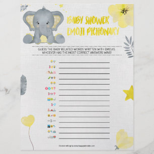 Baby Emoji Pictionary [Baby Elephant [Gelb] Briefbogen