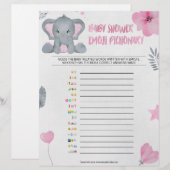 Baby Emoji Pictionary [Baby Elephant [Rosa] Briefbogen (Vorne/Hinten)