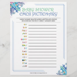 Baby Emoji Pictionary [Blue Floral] Briefbogen