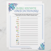 Baby Emoji Pictionary [Blue Floral] Briefbogen (Vorne/Hinten)