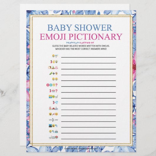 Baby Emoji Pictionary [Blumenwasser-Farben] Briefbogen (Vorne/Hinten)