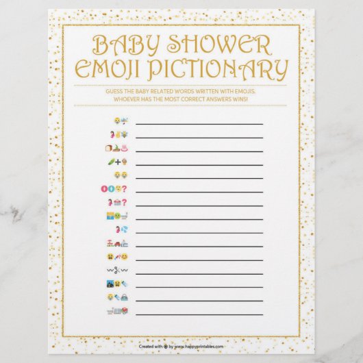 Baby Emoji Pictionary [Golden Glitzern] Briefbogen (Vorderseite)