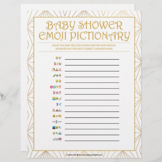 Baby Emoji Pictionary [Golden Lines] Briefbogen (Vorne/Hinten)