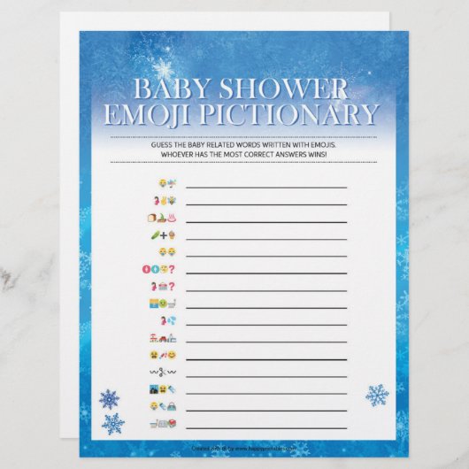 Baby Emoji Pictionary [Snowy Blue] Briefbogen (Vorne/Hinten)