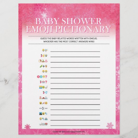 Baby Emoji Pictionary [Snowy Pink] Briefbogen (Vorderseite)