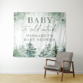 Baby-Empfang außerhalb des Winterwaldes Wandteppich (Beispiel (Horizontal))