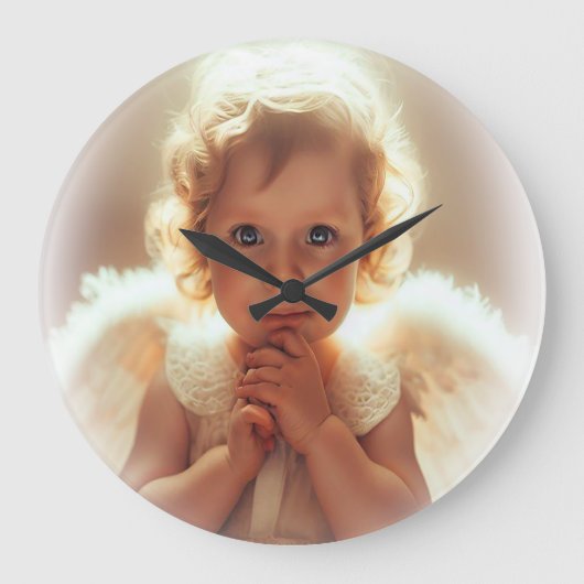 Baby Engel Große Wanduhr (Vorderseite)