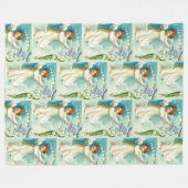 Baby Engel mit blauem Glöckchen  Fleecedecke (Vorderseite (Horizontal))